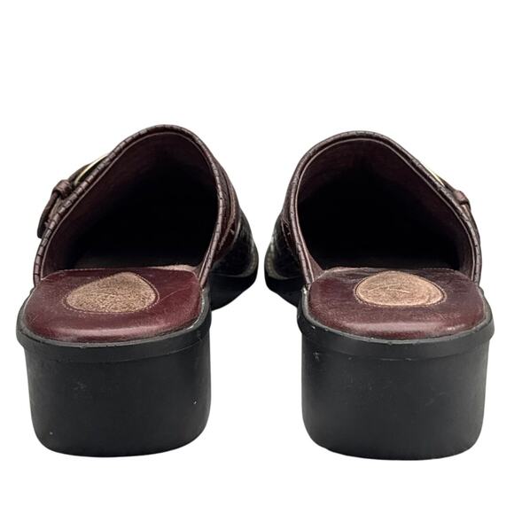 Clarks Artisan Burgundy Brown Woven Leather Buckle Slip On Clog Women 7 - Picture 4 of 8